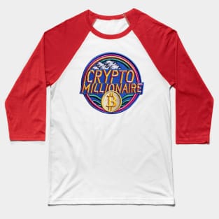 Crypto Millionaire - Retro Iron On Patch Style Baseball T-Shirt